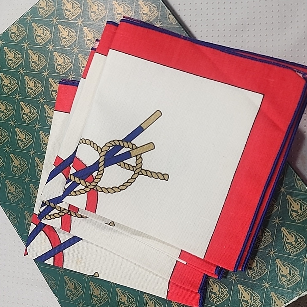 Vintage 1970 Gucci Linen Nautical Set Of 8-  4 Placemats And 4 Napkins - Picture 5 of 13